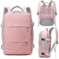 Mochila deportiva antirrobo para mujer, morral informal con carga USB de viaje, bolsa de equipaje para ordenador portátil, color rosa, novedad - details 10