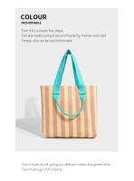 Bolso de Mano de Rayas Nuevo Bolso de Moda para Mujeres Bolso Tejido de Gran Capacidad - details 8