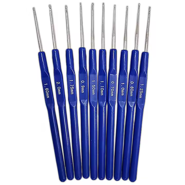 Agujas de ventilación para hacer pelucas, gancho de ganchillo de aluminio, aguja de tejido para extensión de cabello, 10 unidades por lote - 1
