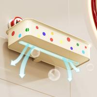 Estante de almacenamiento de champú con ventosa, dispensador de pañuelos montado en la pared sin perforaciones, portarrollos de papel de plástico para ahorrar espacio - details 6
