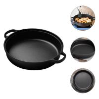 Sartén de hierro fundido duradera de 22/25 cm antiadherente y gruesa con tapa, doble asa, wok de hierro para cocina de gas e inducción. - details 20