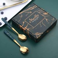 Juego de cucharas de acero inoxidable con patrón de mármol, 6 cucharas creativas para el hogar - details 5