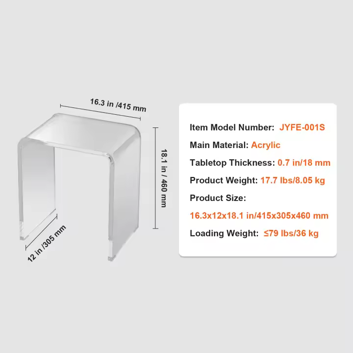 SucceBuy Mesa de acrílico, mesa auxiliar de Lucite transparente en forma de C para bebidas, comida, refrigerios en sala de estar, dormitorio, estudio - 1