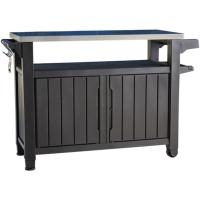 Mueble Barbacoa Grande para terraza o jardín Exterior con Ruedas, Capacidad 207 litros, Color Marrón - details 0