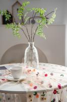Mantel de encaje transparente navideño, cubierta de mantel de mesa bordada colorida Rectangular blanca para suministros de fiesta en casa - details 7