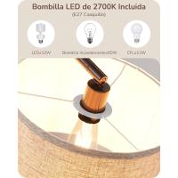 Lámpara de Pie Minimalista Pantalla de Lino Beige, Bombilla LED, Ajustable para Dormitorio, Salón, Oficina Dorado - details 12