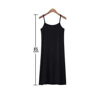 Vestido Casual de Colores Sólidos de Poliéster Top de Tank Largo con Correas - details 0