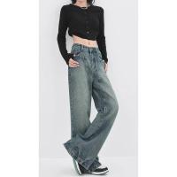 Pantalones vaqueros holgados Retro de pierna ancha para mujer, estilo informal, estilo informal, color azul, Harajuku, moda de verano, pantalones de cintura alta Vintage 2024 - details 4