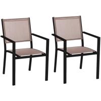 Silla de jardín apilable Deluxe Tailandesa |   De aluminio y textileno |   Tamaño 55x60x86 cm. |   (2, Negro y Marrón) - details 0