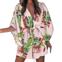 Vestido de manga corta con nudo en el cuello para mujer, vestidos de vacaciones estilo playa de verano por encima de la rodilla - details 6