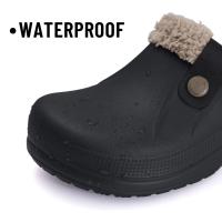 Zuecos de piel para mujer, zapatillas de moda peludas para hombre, calzado para jardín, zapatos de casa impermeables para exteriores, zapatos de trabajo antideslizantes para invierno para hombre - details 7
