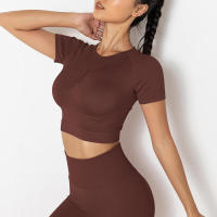 Camisetas deportivas de yoga para mujer, camisetas sexys sin costuras para gimnasio, camisetas para correr, camisetas Fiess - details 16