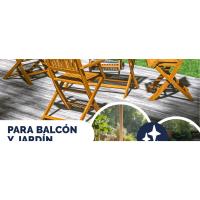 Set Casaria de Madera con Mesa y Sillas Plegables Ideal para Balcón Terraza o Jardín Moderno