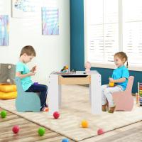 Juego de mesa y silla infantil 4 en 1, mesa infantil de madera con 2 sillas, manualidades, dibujo, lectura, mesa infantil con almacenamiento, pizarra desmontable para guardería (verde) - details 23