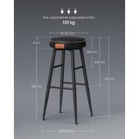 Juego de 2 Taburetes de Bar Taburetes de Cocina, Taburetes de Desayuno, Cuero Sintético con Costuras 76,2 cm de Alto, Silla Comedor, Fácil Montaje, Negro - details 2