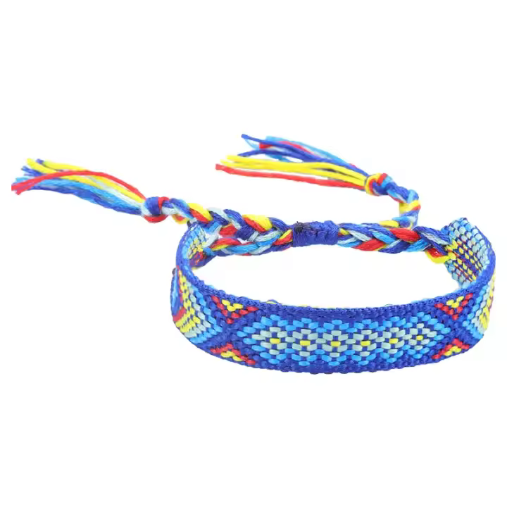 Pulsera de la Amistad tejida para hombre y mujer, brazalete de cuerda trenzada hecha a mano con borlas ajustables, 2 piezas - 1