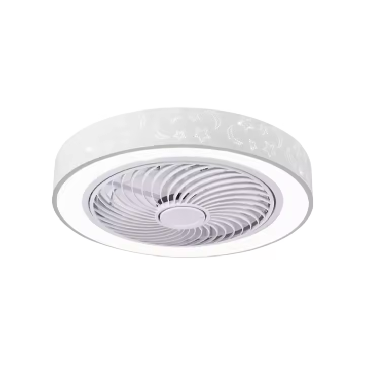 Ventiladores de techo inteligentes con luces, aplicación + Control remoto, ventilador acrílico de hierro pintado de blanco, luz regulable para dormitorio, lámpara de ventilador para sala de estar - 1