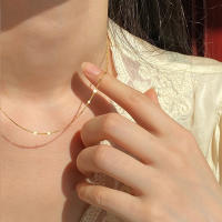 Collar de cadena de acero inoxidable para mujer, colgante fino con cierre de langosta, cadena ajustable para clavícula, collares - details 2