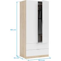 Organizador de Armario de Estilo Canadian 2 Puertas, 2 Cajones Acabado en Roble Blanco - details 2