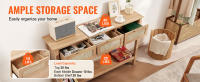 SucceBuy Mesa consola de ratán con 3 cajones de almacenamiento, puerta corrediza de ratán, mesa de sofá de entrada para sala de estar, estudio, pared de TV, material ecológico, construcción robusta, color natural - details 2