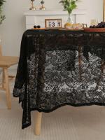 Mantel francés negro ENCE con estampado de cola de fénix, utilizado para decorar salones y mesas de comedor - details 2