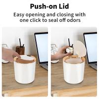 Estante de escritorio con tapa, Mini cubo de basura de mesa, Cubo de almacenamiento pequeño portátil para baño, sala de estar - details 3