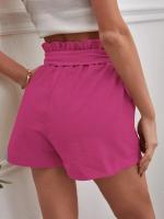 Pantalones Cortos de Verano para Mujer Algodón Transpirable, Cintura Elástica con Bolsillo, Color Sólido, Estilo Casual - details 17
