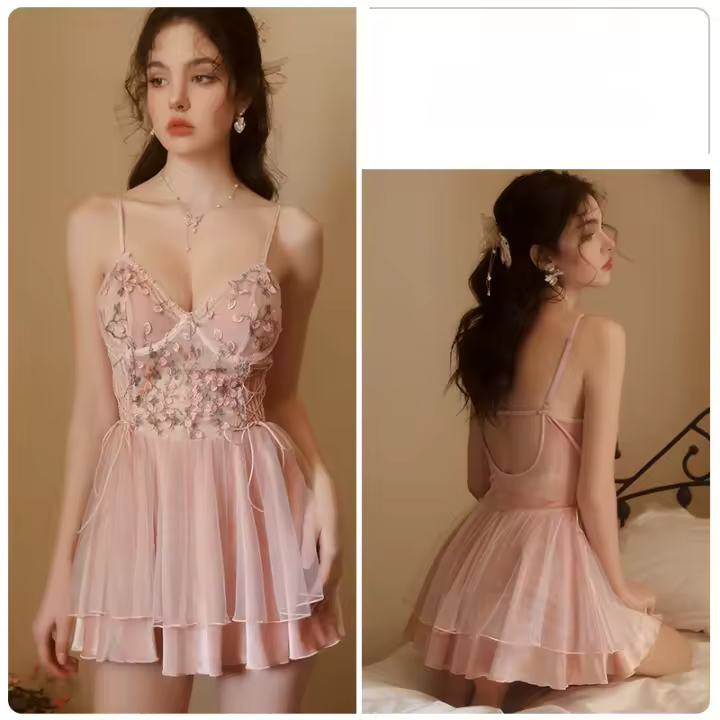 Nuevo sexy plus anillo de acero reuniendo pijamas de terciopelo de gran tamaño con tirantes camisón bata ropa de dormir para mujer - 1