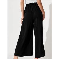 Mujeres lisas elegantes y con estilo, pantalones sueltos cómodos, pantalones de pierna ancha con cordón de cintura alta para verano - details 3