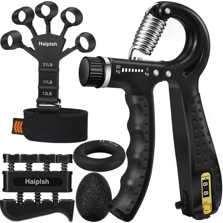 Kit de Entrenador de Fuerte Agarre Paquete de 5 con Ejercicio de Dedos de Acero - 1