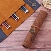 Retro Treasure Map PU Leather Pencil Case - Big Capacity for Makeup, Brushes, and School Supplies - details 4