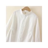 Tops de algodón con cuello levantado para mujer, blusas holgadas de manga larga con dobladillo bordado, ropa curva, talla grande, 4XL, primavera - details 8
