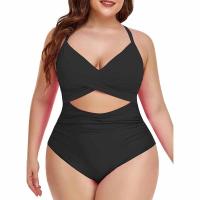 Bañadores de una pieza para mujer, traje de baño de cintura alta con recorte de Control de barriga, con lazo en la espalda, 1 pieza - details 7