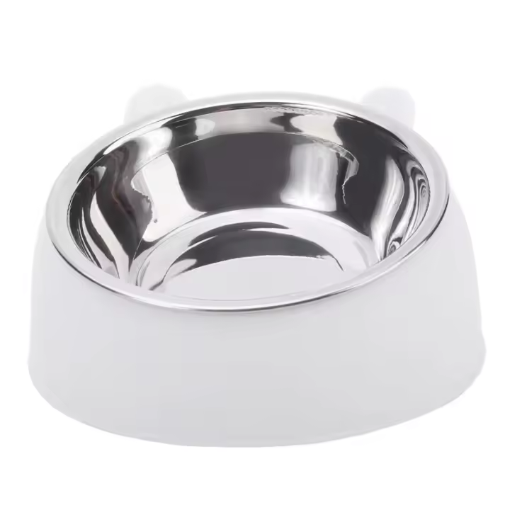 Cuenco inclinado de acero inoxidable para gato y perro, comedero antideslizante para mascotas, 15 grados, protección para - 1