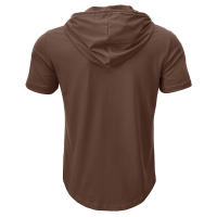 Hombres Deportes Fitness Casual al aire libre de manga corta camiseta con capucha Top Henley Shirt. - details 32