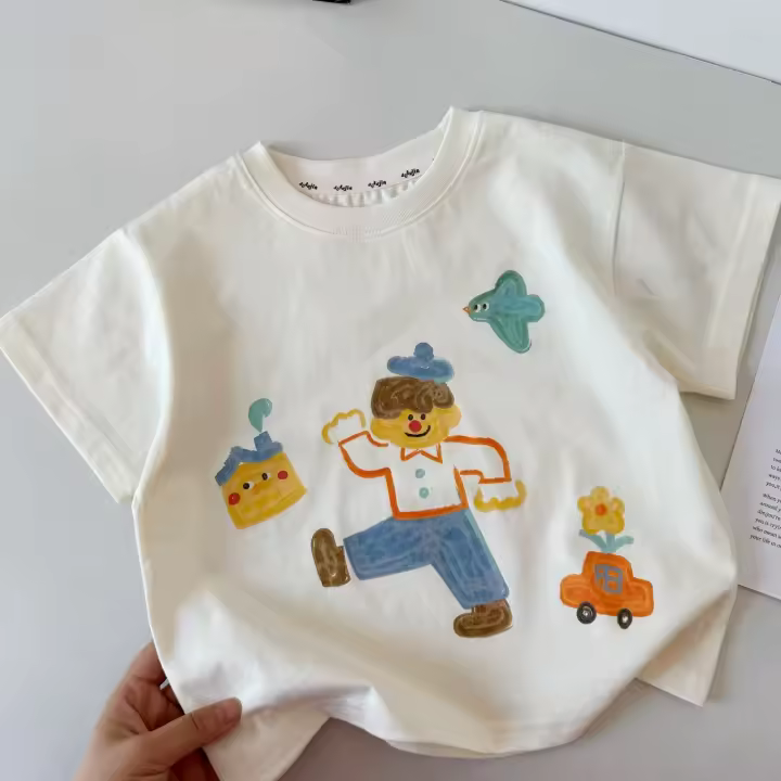 Moda Infantil de Verano Camiseta de Algodón con Dibujos Animados para Niños - 1
