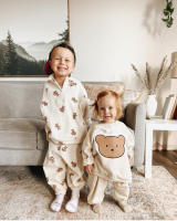 Conjunto De Ropa Infantil Primavera Para Bebés Niño Y Niña Con Camiseta De Manga Larga Y Pantalones 2 Piezas Estilo Casual Material Algodón Y Poliéster Diseño De Oso Divertido - details 2