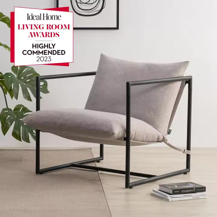Grande Silla Sling 78x69x78 - Sillón con estructura metálica y acolchado de espuma triturada - Beige claro - 1