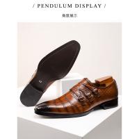 Zapatos de cuero transpirables de vestir para hombre con relieve. - details 4