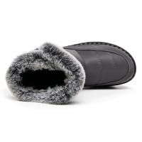 Botas de nieve de felpa para exteriores, botines de algodón de caña media con velcro ensanchado para mujer, botas de algodón impermeables para mujer - details 3