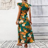 Vestido estilo europeo y americano para las vacaciones de verano de 2025, con flores, abertura en forma de tenedor, falda midi. - details 3