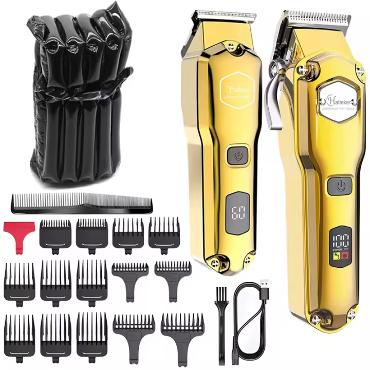 Hatteker Kit Profesional de Tijeras de Cabello de Metal Completo Cortador Eléctrico Sin Cable para Hombres - 1