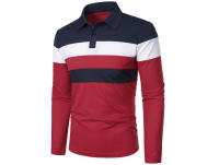 Polo de golf para hombre, camiseta a rayas de manga larga con solapa, ropa deportiva transpirable, primavera y verano - details 15