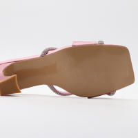 Sandalias sencillas con tacones de aguja y diamantes de imitación con punta cuadrada para uso exterior - details 16