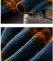 Suéter de punto suelto y fino de medio cuello alto para mujer 22 otoño suéter informal a cuadros de manga larga para mujer - details 10