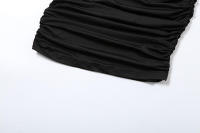 BUNO-vestido de hombro inclinado para mujer, Sexy, sólido, hueco, Irregular, volantes, sin mangas, elegante, ajustado, fiesta, Verano2 - details 14