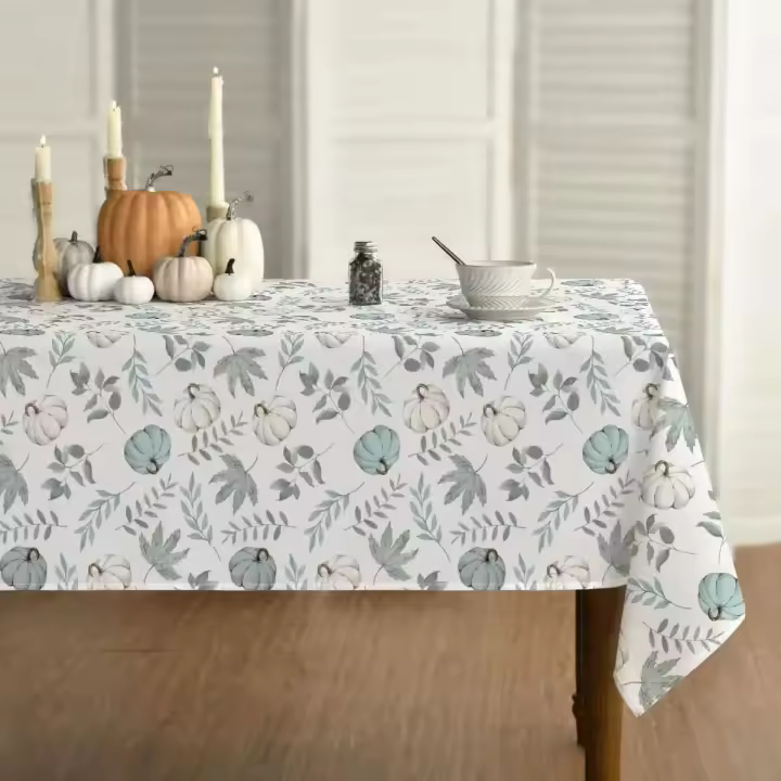 Decoraciones reutilizables para la cosecha de otoño, manteles impermeables de hojas azules de calabaza de Acción de Gracias, decoraciones de boda, fiestas, - 1