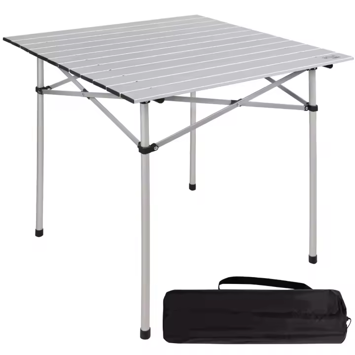 Mesa de Camping Plegable Ligera Aluminio, 70x70x70cm, Bolsa de Transporte Incluida, Antideslizante, Para 4 Personas - 1