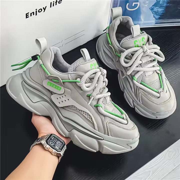 Zapatillas De Suela Gruesa Para Hombre, Zapatillas De Diseño Casual, Zapatillas Antideslizantes, Nueva Primavera - 1
