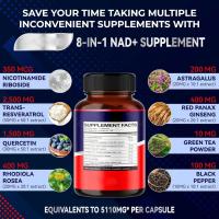 Suplemento NAD+ con Nicotinamida Ribosida NR, Resveratrol, Quercetin Energía Celular y Reparación, Vitalidad, Edad Saludable (90 Cuentos/Botella) - details 2